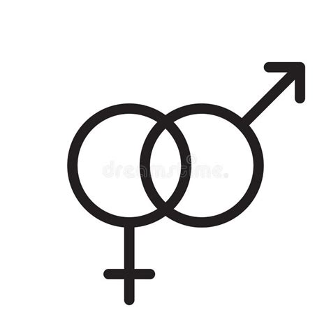 Heterosexual Gender Symbol Line Icon Outline Vector Logo Stock Vector