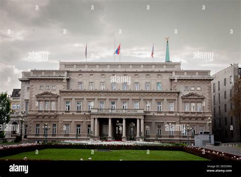 Picture of stari dvor, the Belgrade city hall, in Serbia, at dusk ...