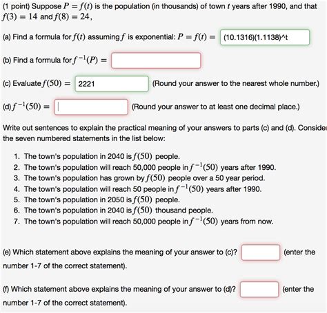 Solved Point Suppose P F T Is The Population In Chegg