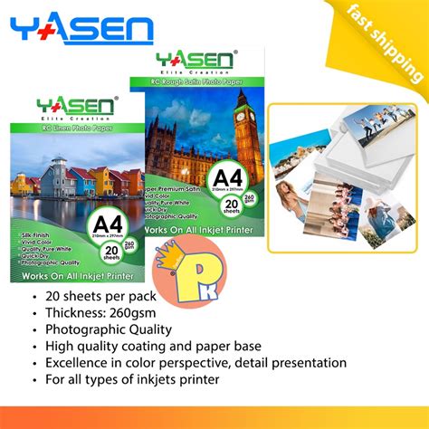 Yasen RC Rough Satin RC Linen Photo Paper 260 GSM A4 Waterproof