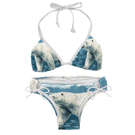 Polar Bear Detachable Sponge Adjustable Strap Bikini Set 2 Pack For