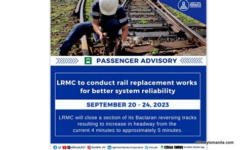 Light Rail Manila Corporation Announces Maintenance Work From Sept