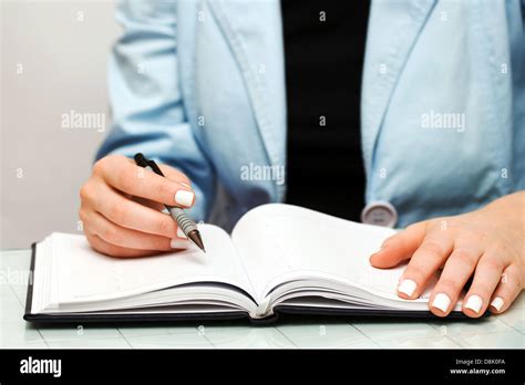 Female Hands Writing Stock Photo Alamy