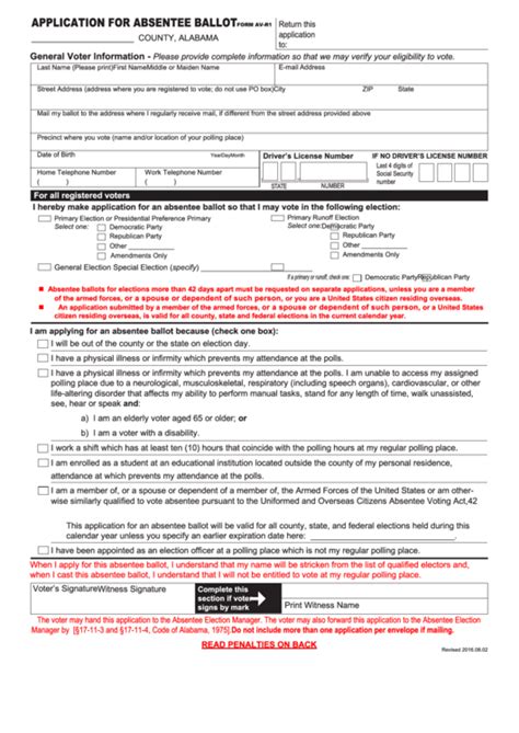 Top Alabama Voter Registration Form Templates Free To Download In Pdf Format