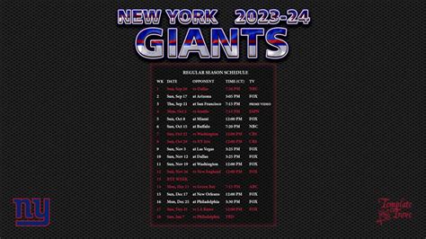 2023-2024 New York Giants Wallpaper Schedule