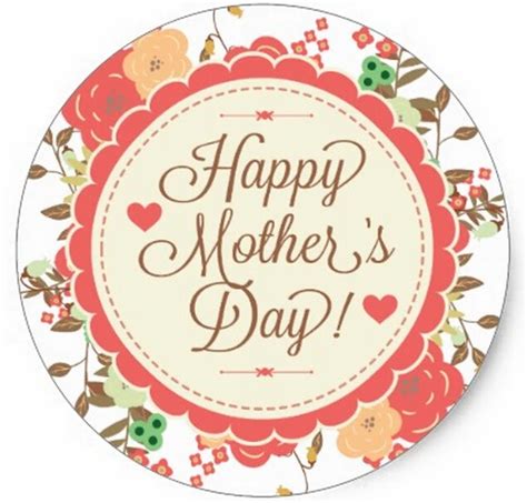 3 8cm Happy Mother Day Text And Colorful Floral Design Classic Round