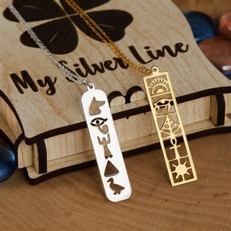 Egyptian Hieroglyphs Name Necklaces Etsy