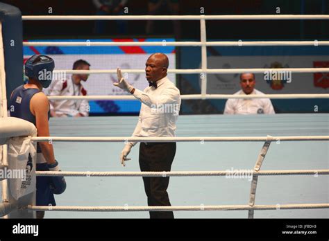 Boxing referee believes knockdown Stock Photo - Alamy