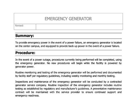 Generator Policy Manual