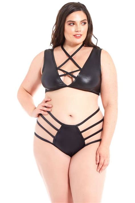 Plus Size Black Pleather Midnight Love Teddy Spicy Lingerie