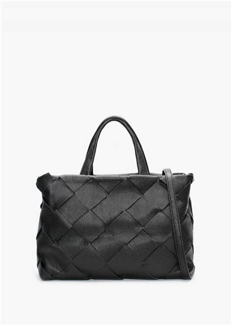 Daniel Ditote Black Leather Woven Tote Bag