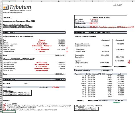 Planilla simplificada ajuste por inflación impositivo en Explotaciones