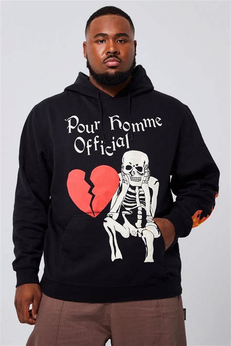 Plus Skeleton Puff Print Graphic Hoodie Boohoo