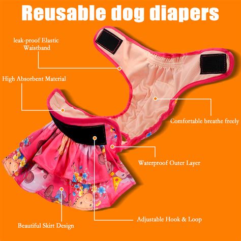 3 Pack Washable Dog Diapers Femalereusable High Absorbent Doggie