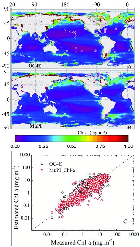 Global Distributions Of Chlorophyll A Concentration Estimated From 2007