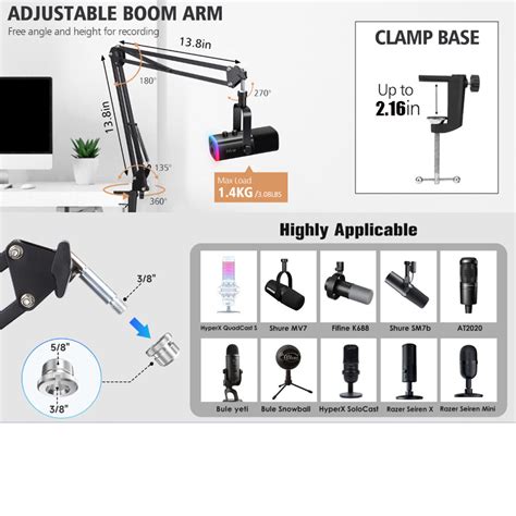 Boom Arm Compatible With Fifine Dynamic Microphone K Mic Arm For