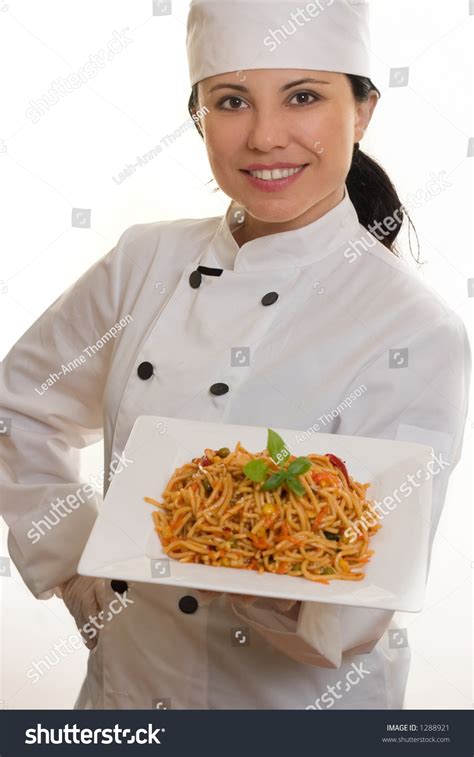 Chef Holding Plate Of Pasta Stock Photo 1288921 Shutterstock