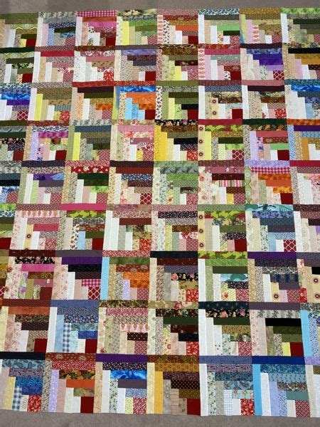 Weekend Scrappy Half Log Cabin Quilt Vintage Inspired Log Cabin