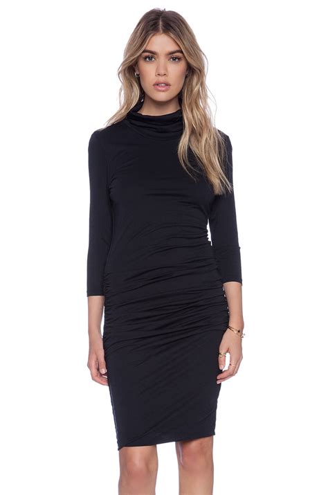 Bobi Modal Jersey Turtleneck Midi Dress In Black Revolve