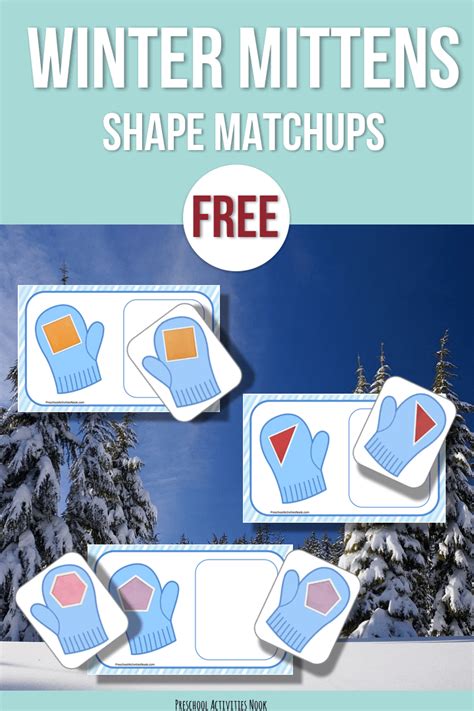 Free Winter Mittens Shape Matching Preschool Activities Nook