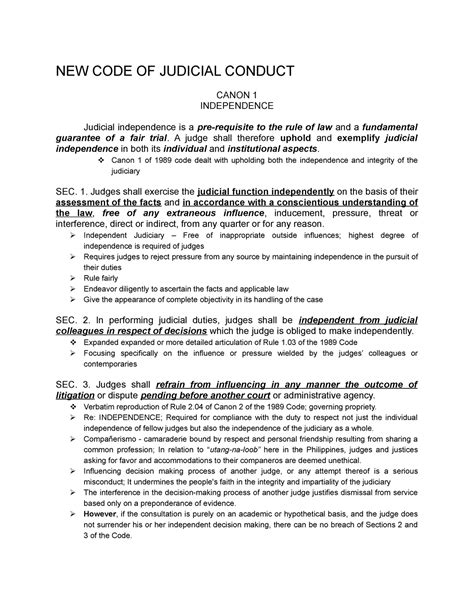 New Code Of Judicial Conduct Notes New Code Of Judicial