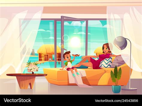 Resting In Luxury Hotel Apartment Cartoon Vector Image