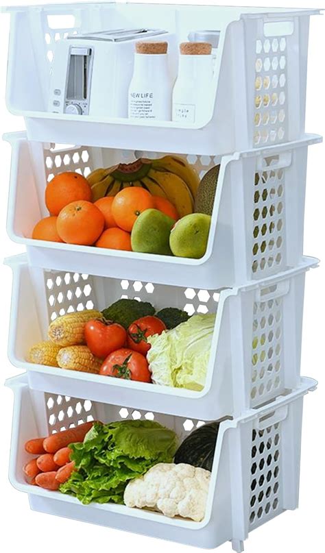 Free Shipping Skywin Plastic Stackable Storage Bins For Pantry White