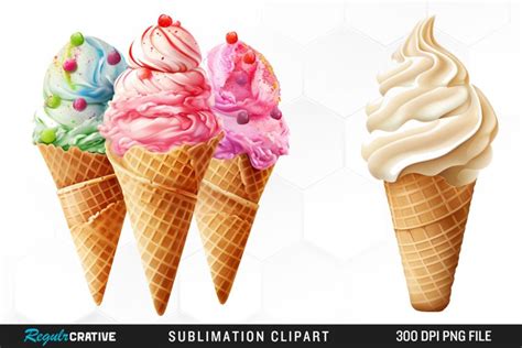 Watercolor Ice Creams Cone Png Clipart