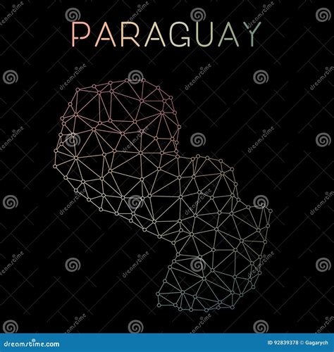 Paraguay Network Map Cartoon Vector Cartoondealer