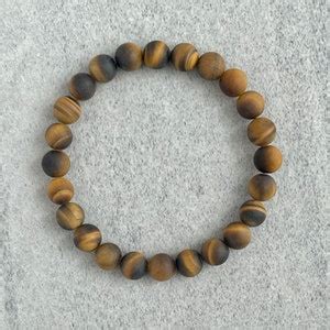 Men S Beaded Bracelet 6mm 8mm Or 10mm Matte Yellow Tiger Eye Stretch