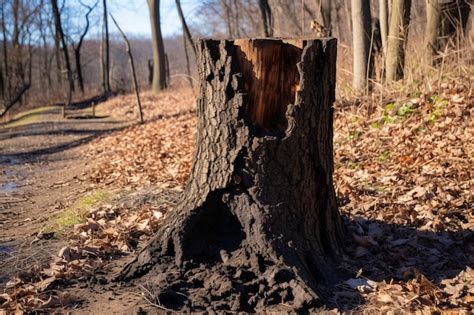 Premium Photo Burnt Tree Trunk In A Forest