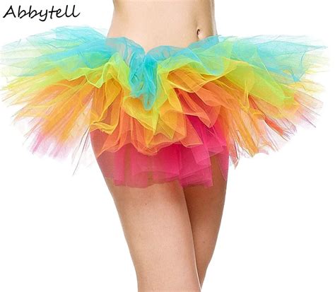 Buy 2018 Womens Layered Organza Neon Tutu Mini Tulle