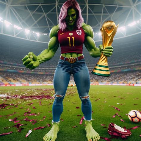 She Hulk Lifting The Asian Nations Cup By Thebarefootshehulk On Deviantart