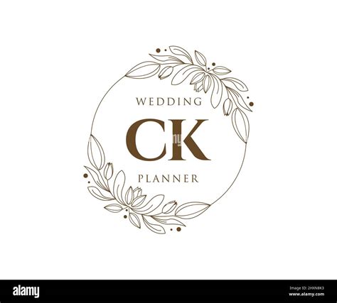 Ck Initials Letter Wedding Monogram Logos Collection Hand Drawn Modern