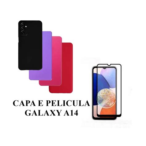 Capa De Silicone Aveludado Colorida E Pelicula 3D 9D Compativel A14 4G