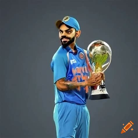 Virat Kohli With Odi World Cup Trophy On Craiyon