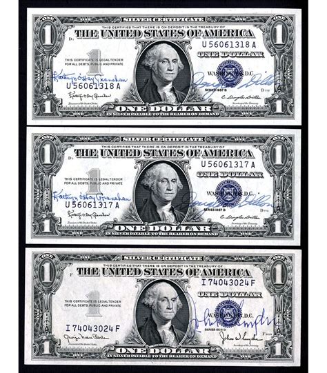 Courtesy Autograph On 1 1935 And 1957 Silver Certificate Issues Trio