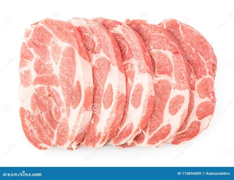 Raw Pork Neck Cut Isolated On White Stock Photo Image Of Closeup