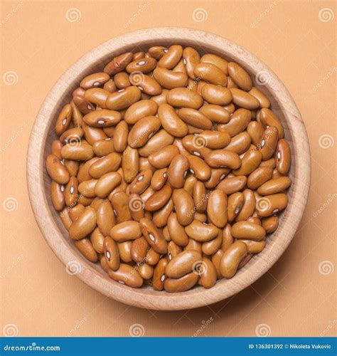 Brown Bean In Wooden Bowl Stock Photo Image Of Beans