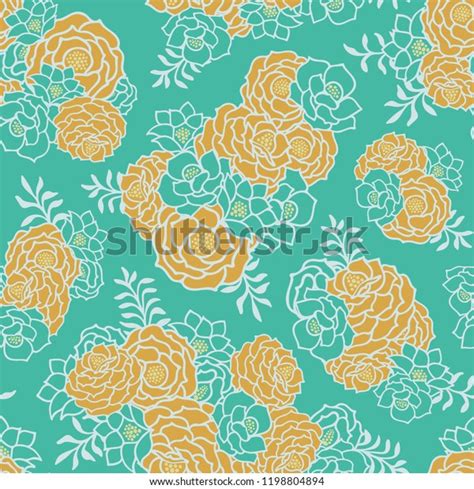 Green Gold Floral Bouquet Seamless Vector Stock Vector Royalty Free 1198804894 Shutterstock