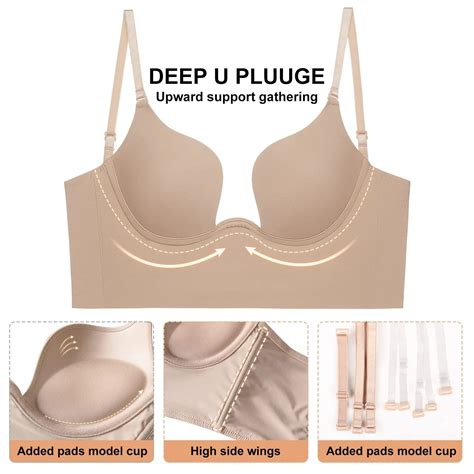 Sexy Women Lingerie U Backless Bras Deep U Low Cut Push Up Bra