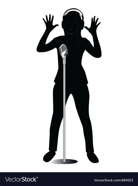 Silhouette Girl Singing Royalty Free Vector Image