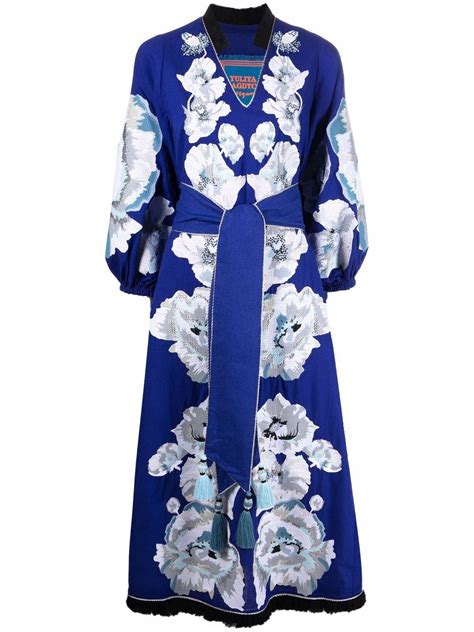 Yuliya Magdych Exstasy Linen Midi Dress Blue Editorialist