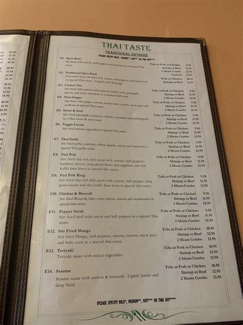 Menu At Thai Taste Restaurant Loganville