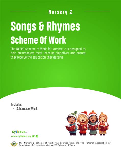 Nursery 2 Songs And Rhymes Scheme Of Work Download Free Pdf Syllabusng