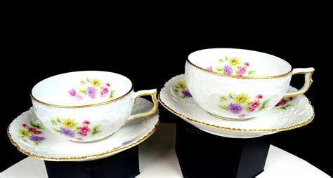 Rosenthal Sanssouci 3677 Porcelain Pink 2 Floral 2 Cup Saucer Sets