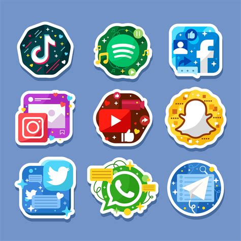 Colorful Social Media Stickers 22054886 Vector Art at Vecteezy