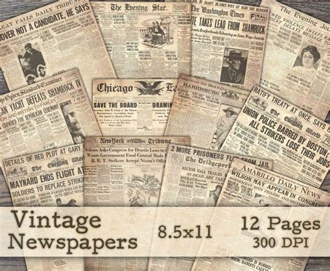 Vintage Newspapers Printable Paper Antique Texture Junk Journal Digital