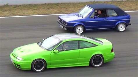 Opel Calibra Turbo Vs Vw Golf Cabrio Mile Drag Race