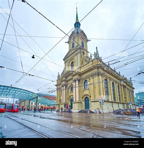 Bern Switzerland March Urban Scene On Bubenbergplatz With